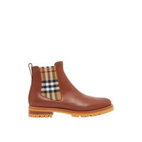 Bottines Chelsea en cuir à motif Vintage check - Light Tan
