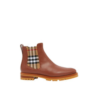 Bottines Chelsea en cuir à motif Vintage check - Light Tan