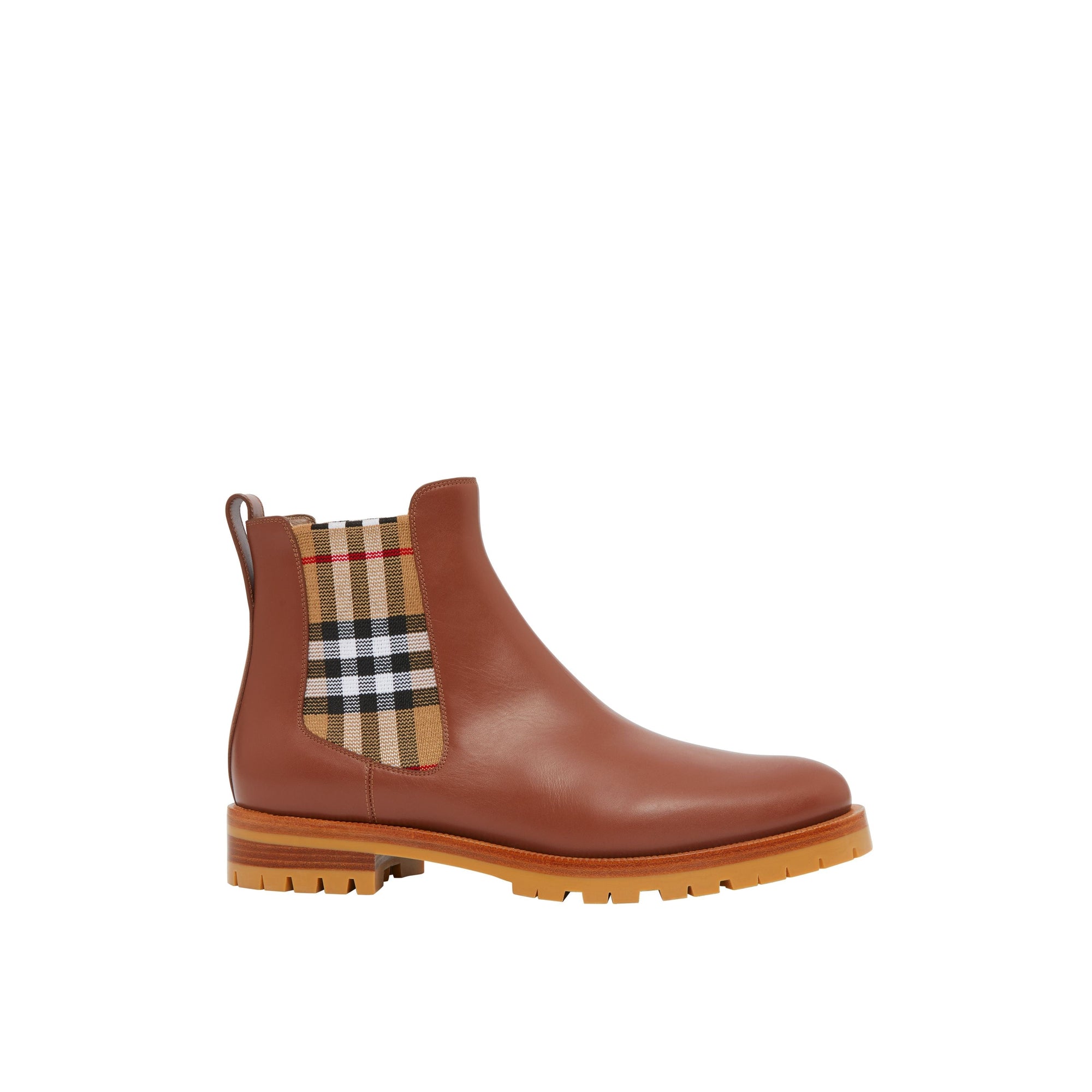 Bottines Chelsea en cuir à motif Vintage check - Light Tan