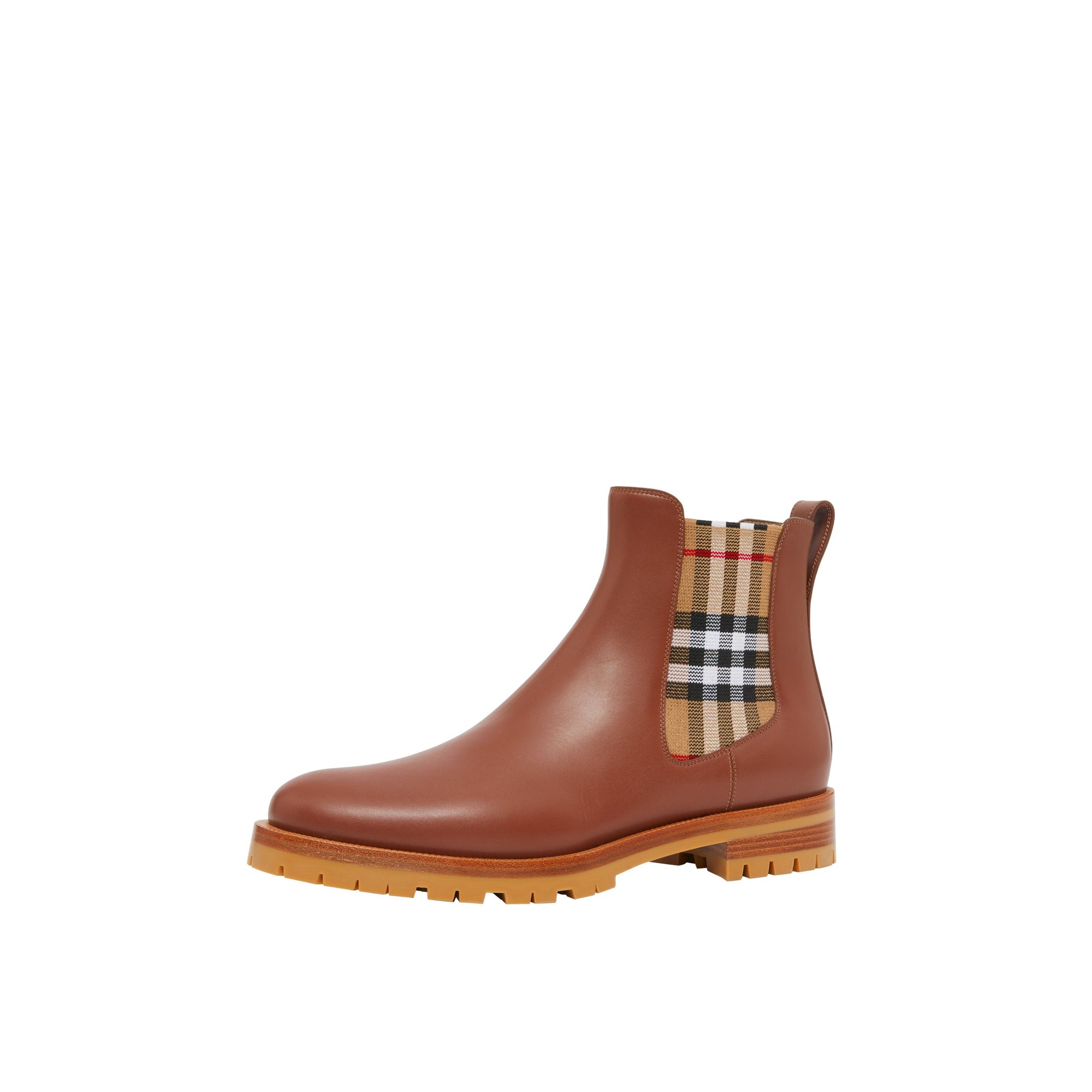 Bottines Chelsea en cuir à motif Vintage check - Light Tan