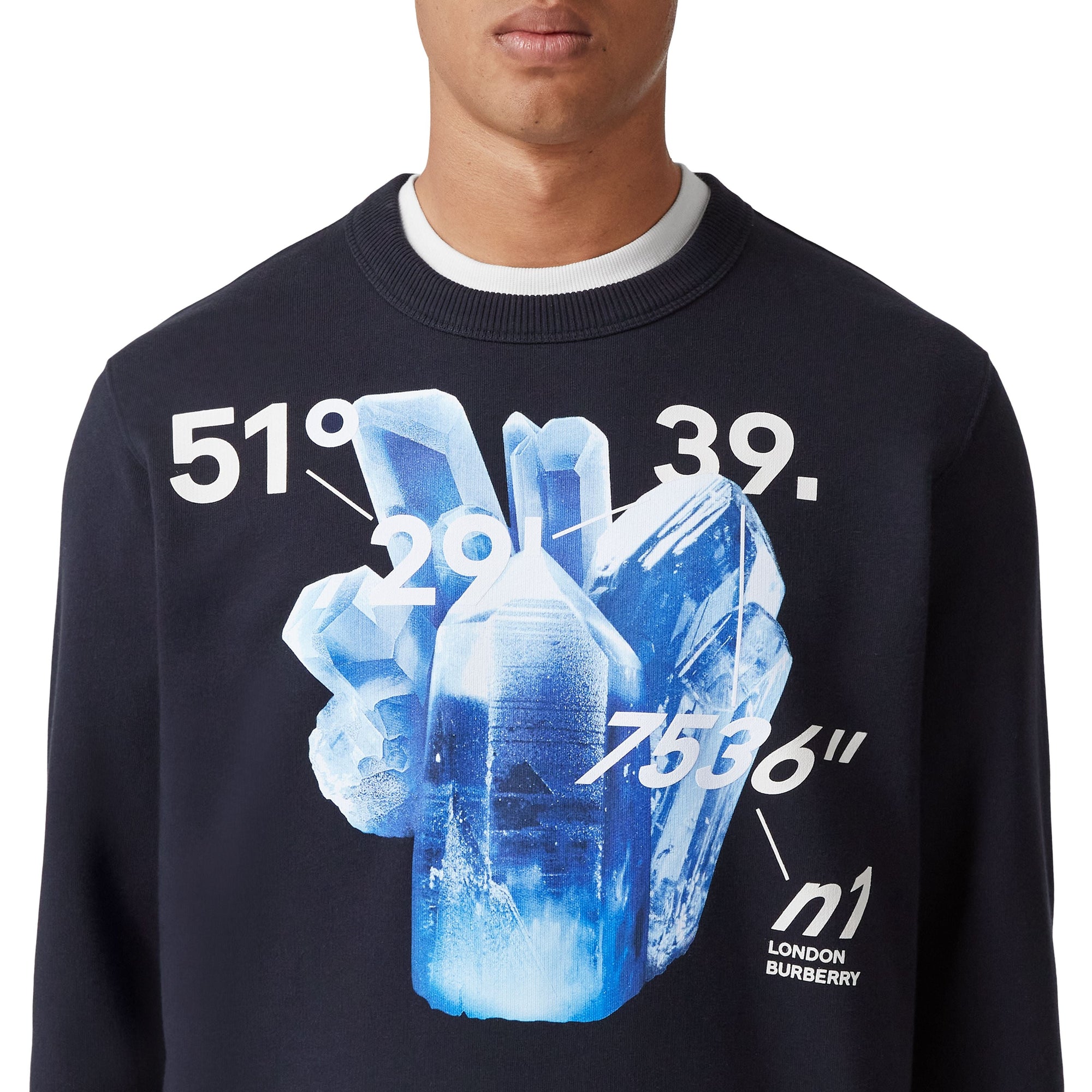 Sweat à imprimé cristal et coordonnées - Dark Charcoal Blue