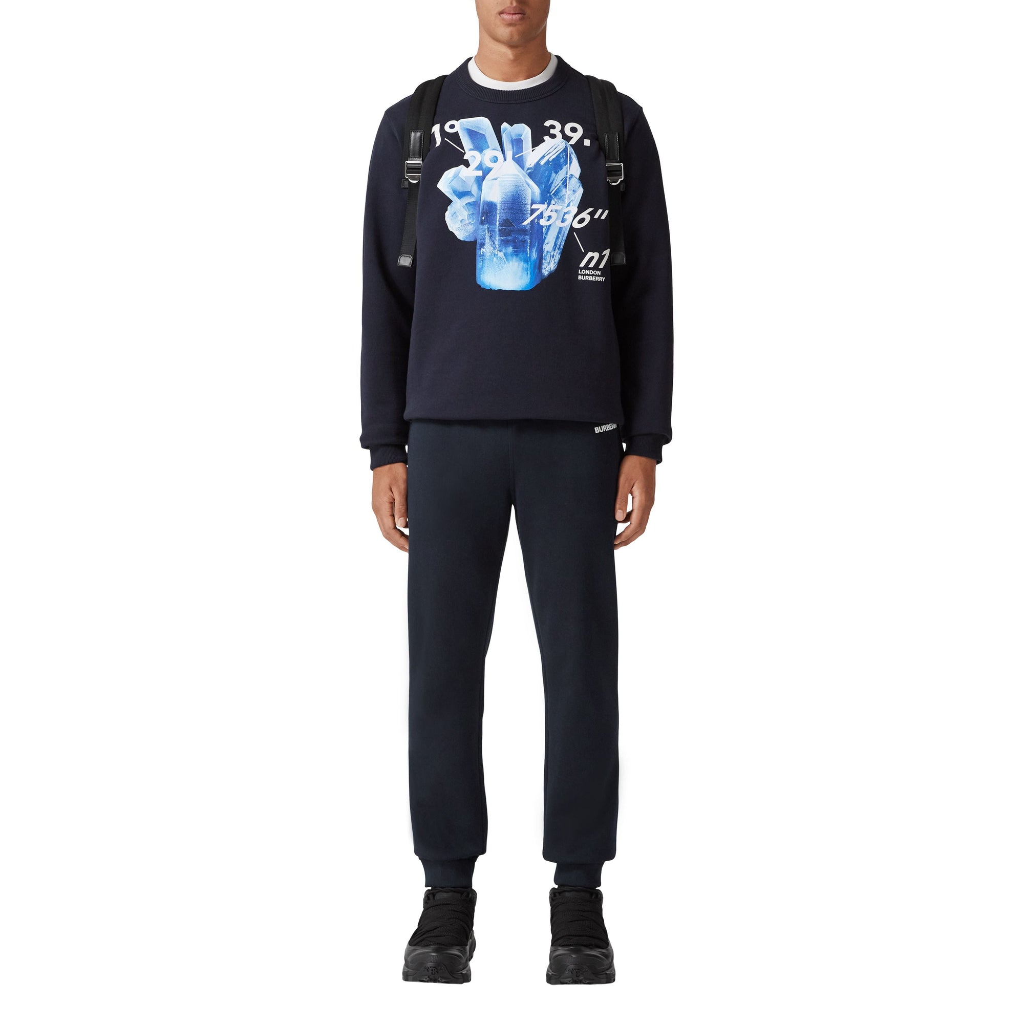 Sweat à imprimé cristal et coordonnées - Dark Charcoal Blue