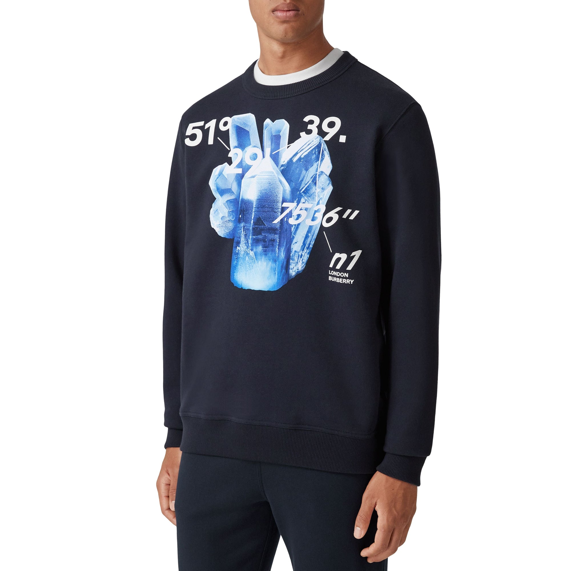 Sweat à imprimé cristal et coordonnées - Dark Charcoal Blue