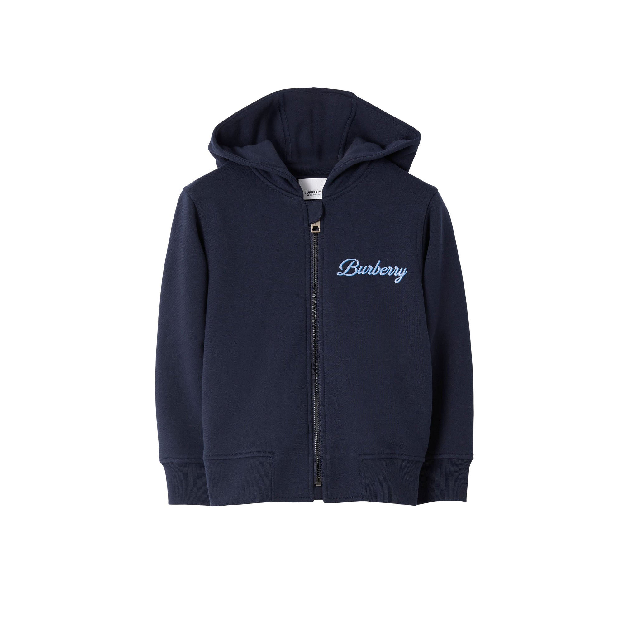 Sweat à capuche zippé à logo manuscrit - Deep Charcoal Blue