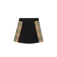 Jupe trapèze en coton à motif Vintage check - Black