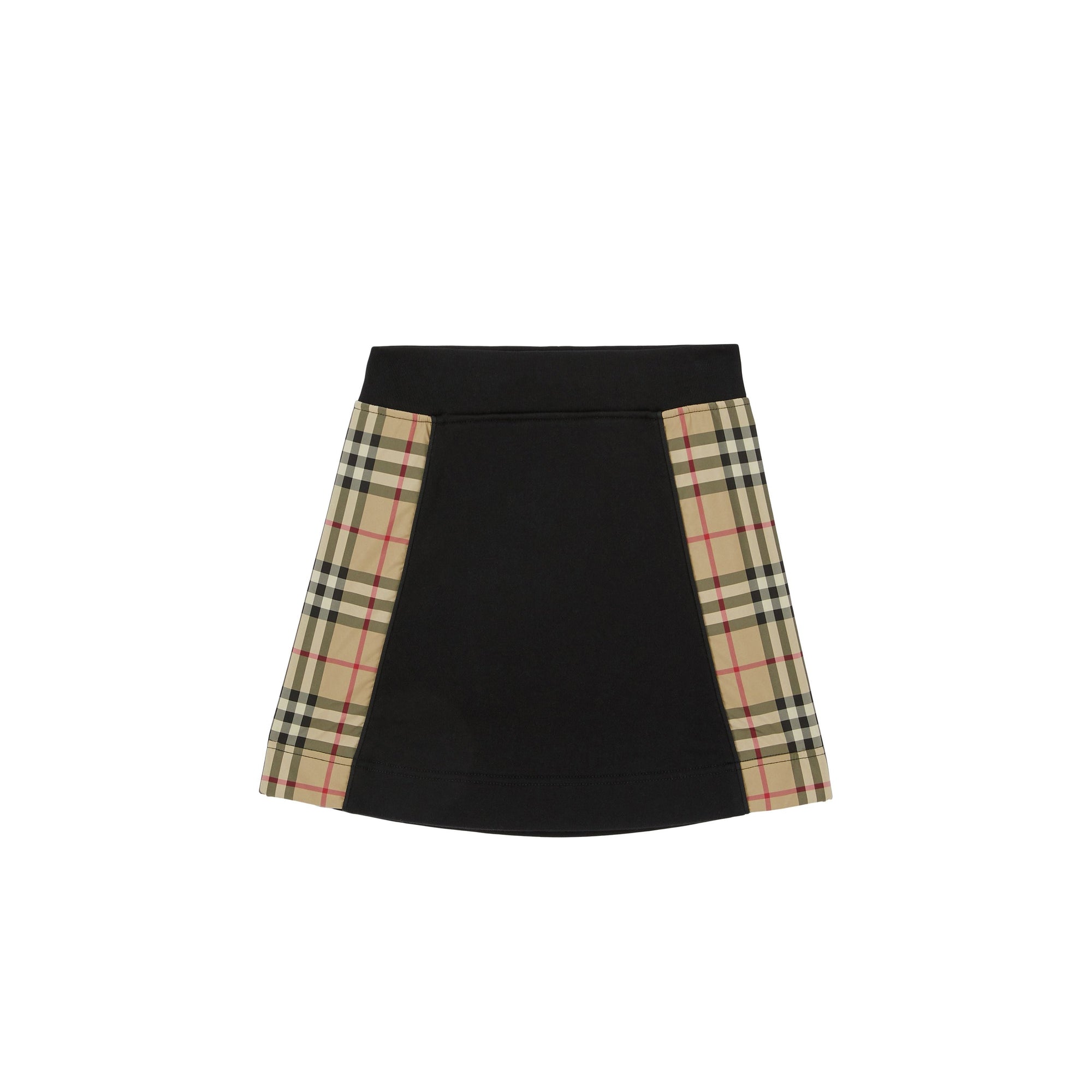 Jupe trapèze en coton à motif Vintage check - Black