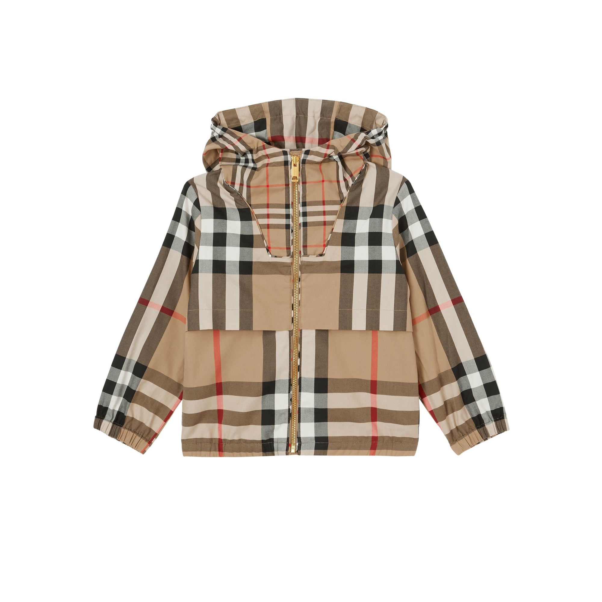 Veste à capuche en coton à carreaux contrastés - Archive Beige Check
