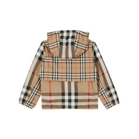 Veste à capuche en coton à carreaux contrastés - Archive Beige Check