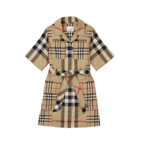 Robe chemise ceinturée à motif check - Archive Beige Check