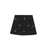 Jupe plissée en coton à Thomas Bear brodé - Black