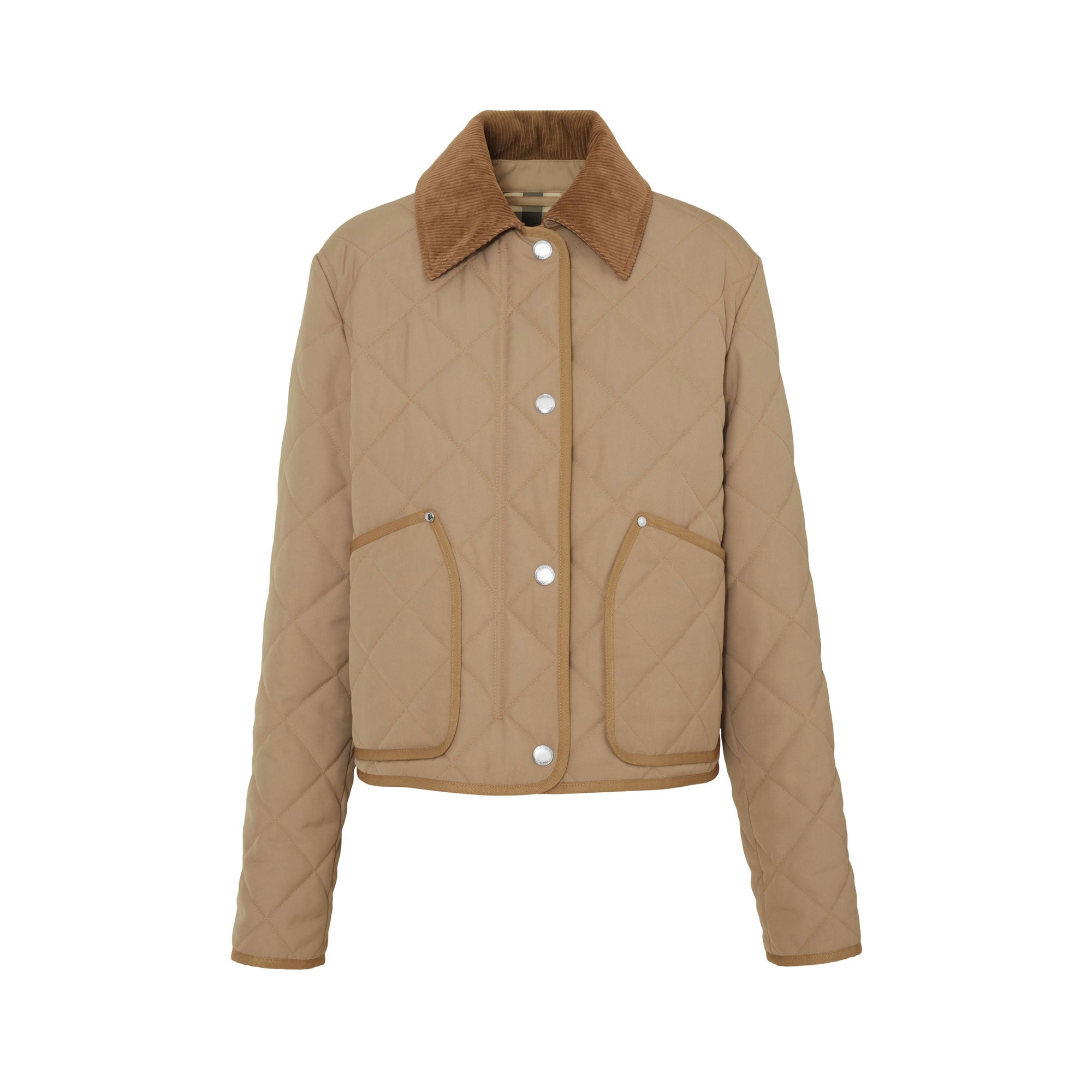 Veste courte matelassée à losanges à motif cavalier - Warm Fawn