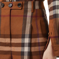Short ajusté en laine à motif check - Dark Birch Brown Check