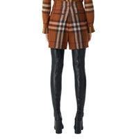Short ajusté en laine à motif check - Dark Birch Brown Check