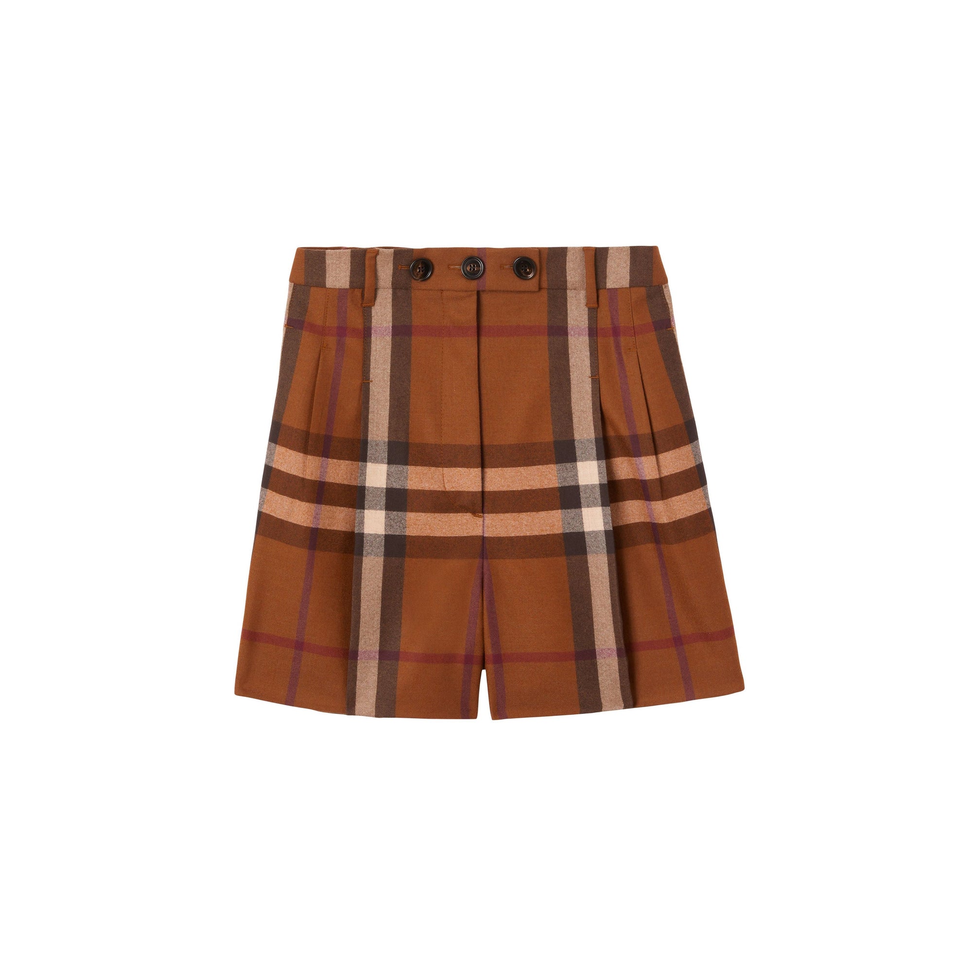 Short ajusté en laine à motif check - Dark Birch Brown Check
