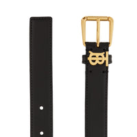 Ceinture fine initiale TB en cuir - Black