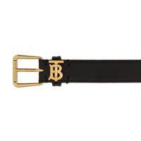 Ceinture fine initiale TB en cuir - Black