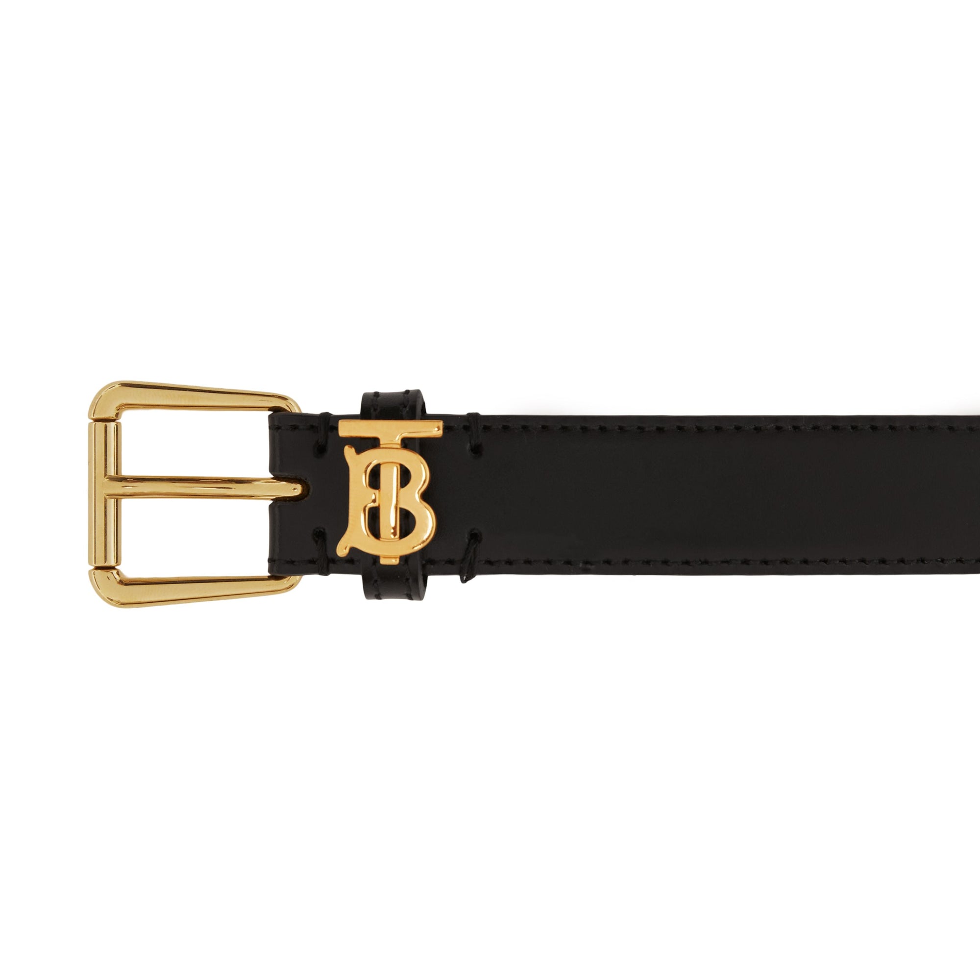 Ceinture fine initiale TB en cuir - Black