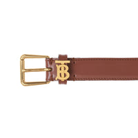 Ceinture fine initiale TB en cuir - Tan