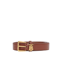 Ceinture fine initiale TB en cuir - Tan