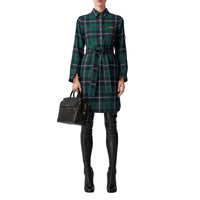 Robe chemise ceinturée en laine - Dark Viridian Green