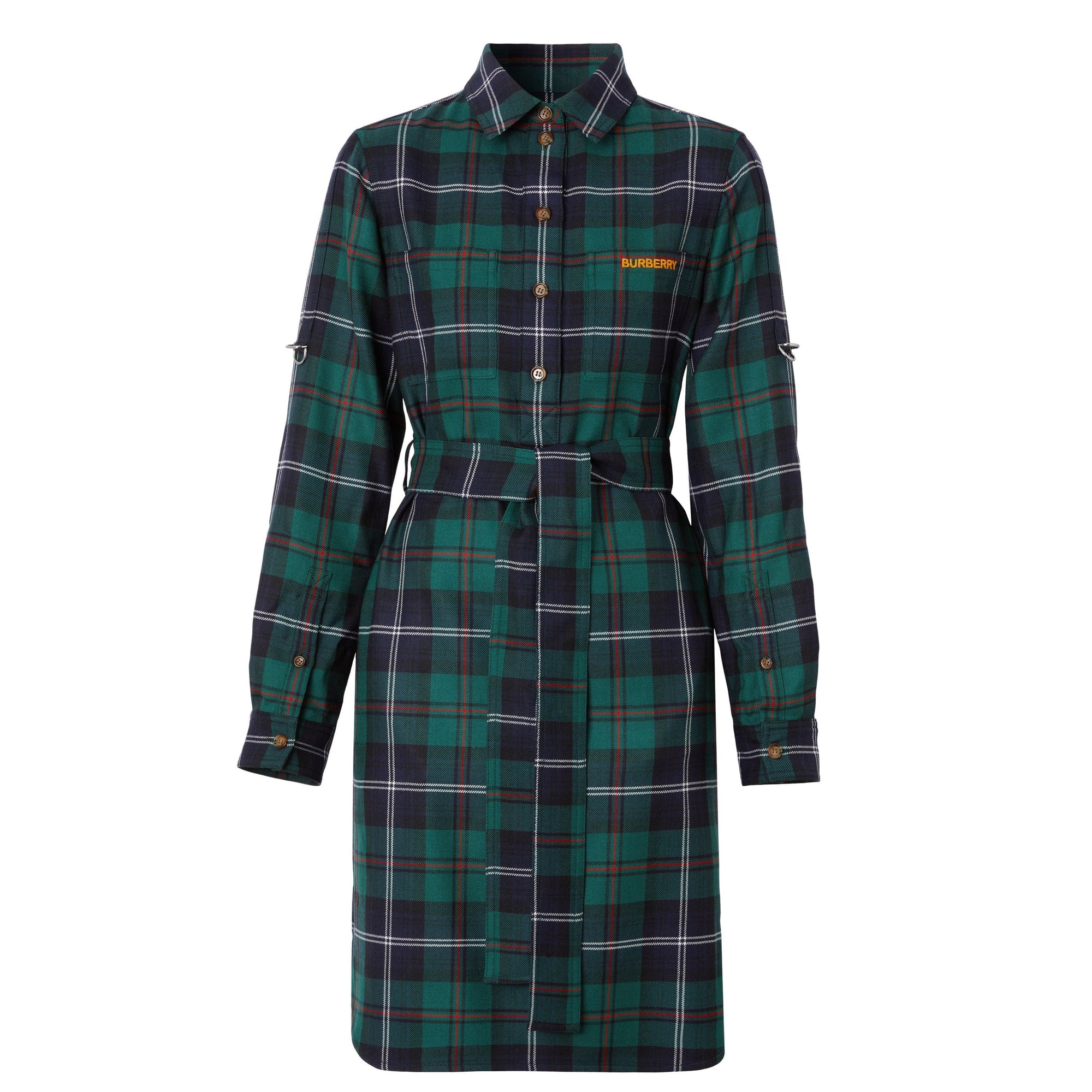 Robe chemise ceinturée en laine - Dark Viridian Green