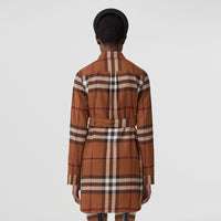 Robe chemise ceinturée à motif check - Dark Birch Brown