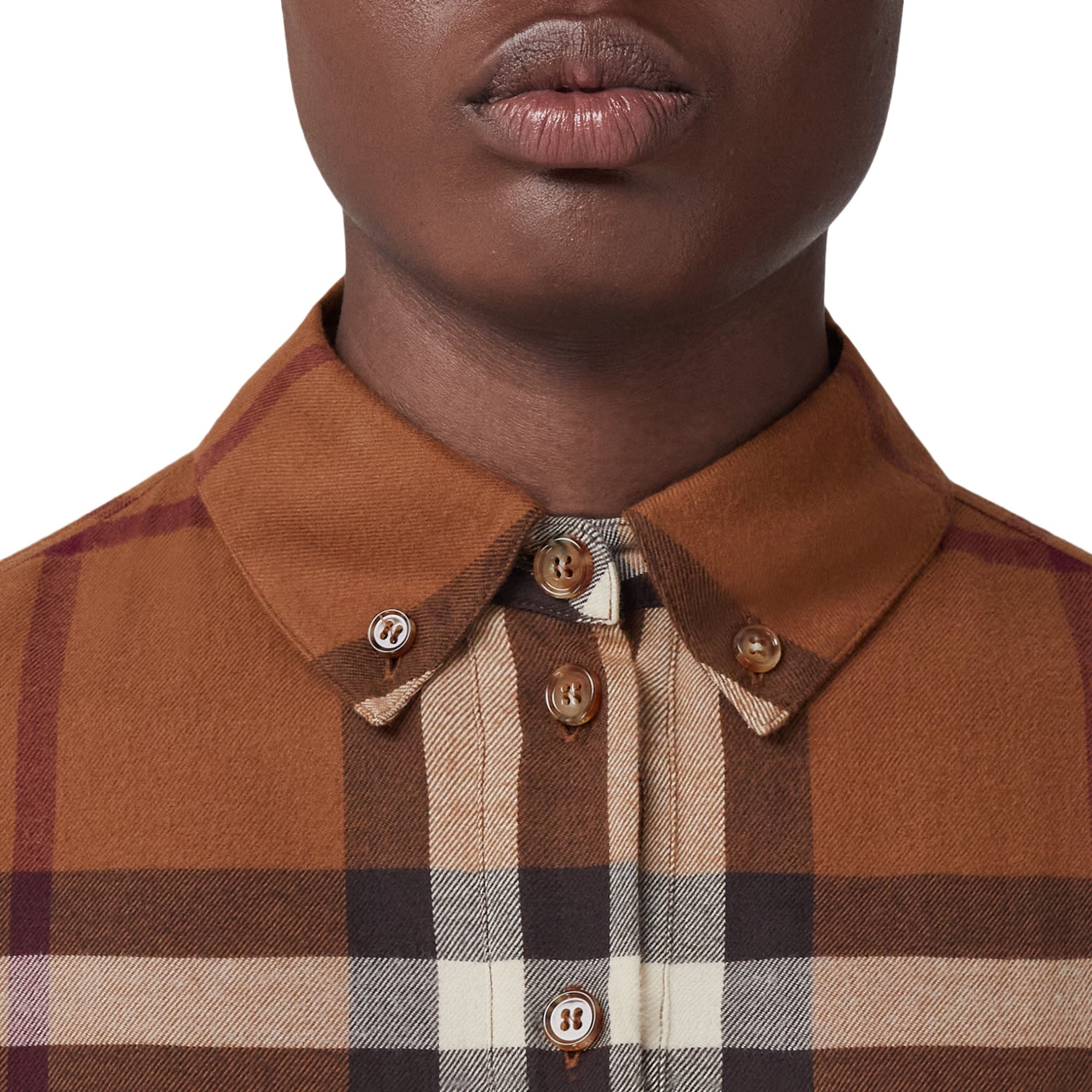 Robe chemise ceinturée à motif check - Dark Birch Brown