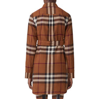 Robe chemise ceinturée à motif check - Dark Birch Brown