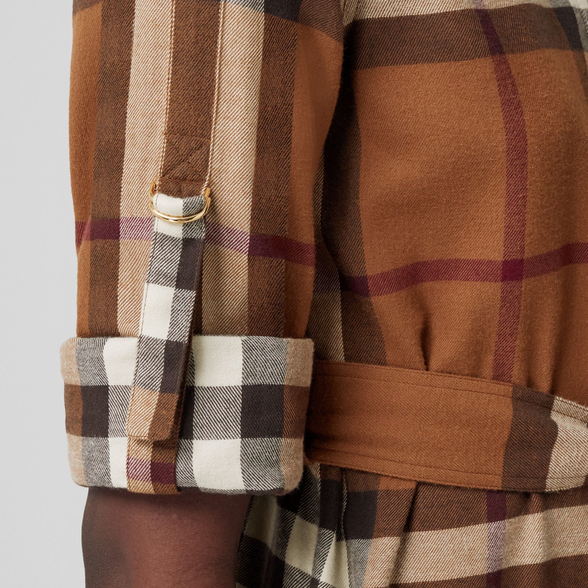 Robe chemise ceinturée à motif check - Dark Birch Brown