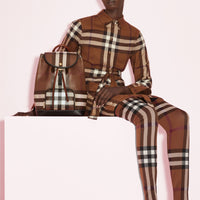 Robe chemise ceinturée à motif check - Dark Birch Brown