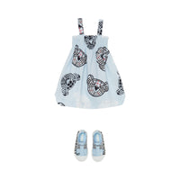 Robe à smocks en coton à imprimé Thomas Bear - Pale Blue