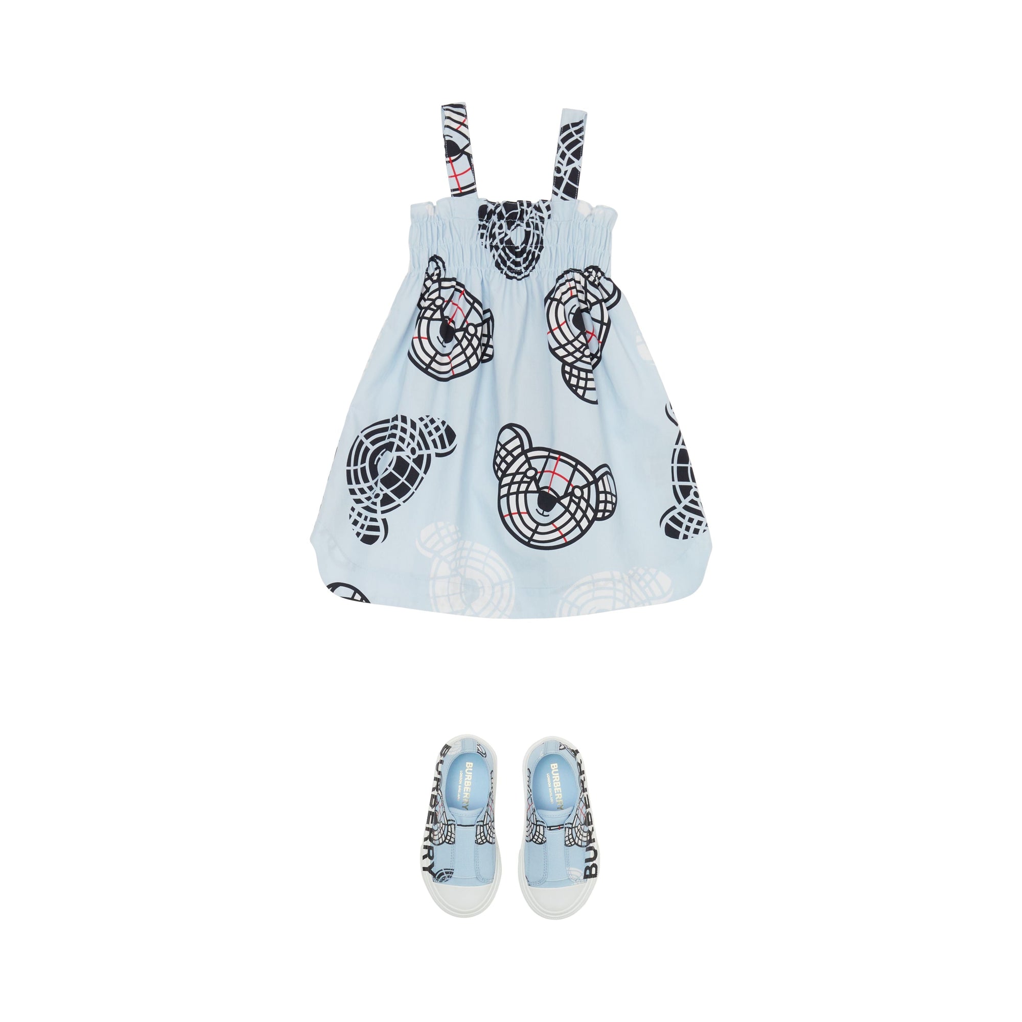 Robe à smocks en coton à imprimé Thomas Bear - Pale Blue