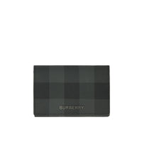 Portefeuille à trois volets à motif check en cuir - Charcoal