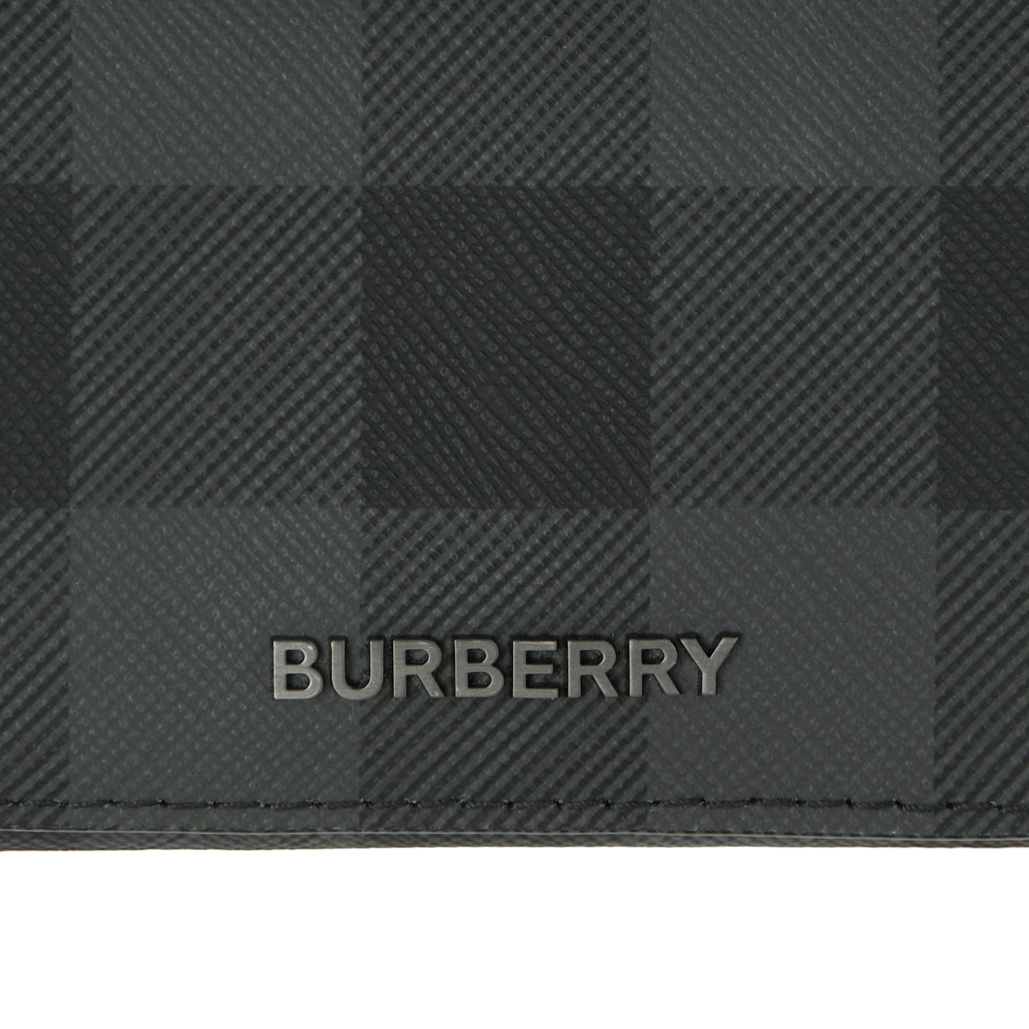 Portefeuille à trois volets à motif check en cuir - Charcoal