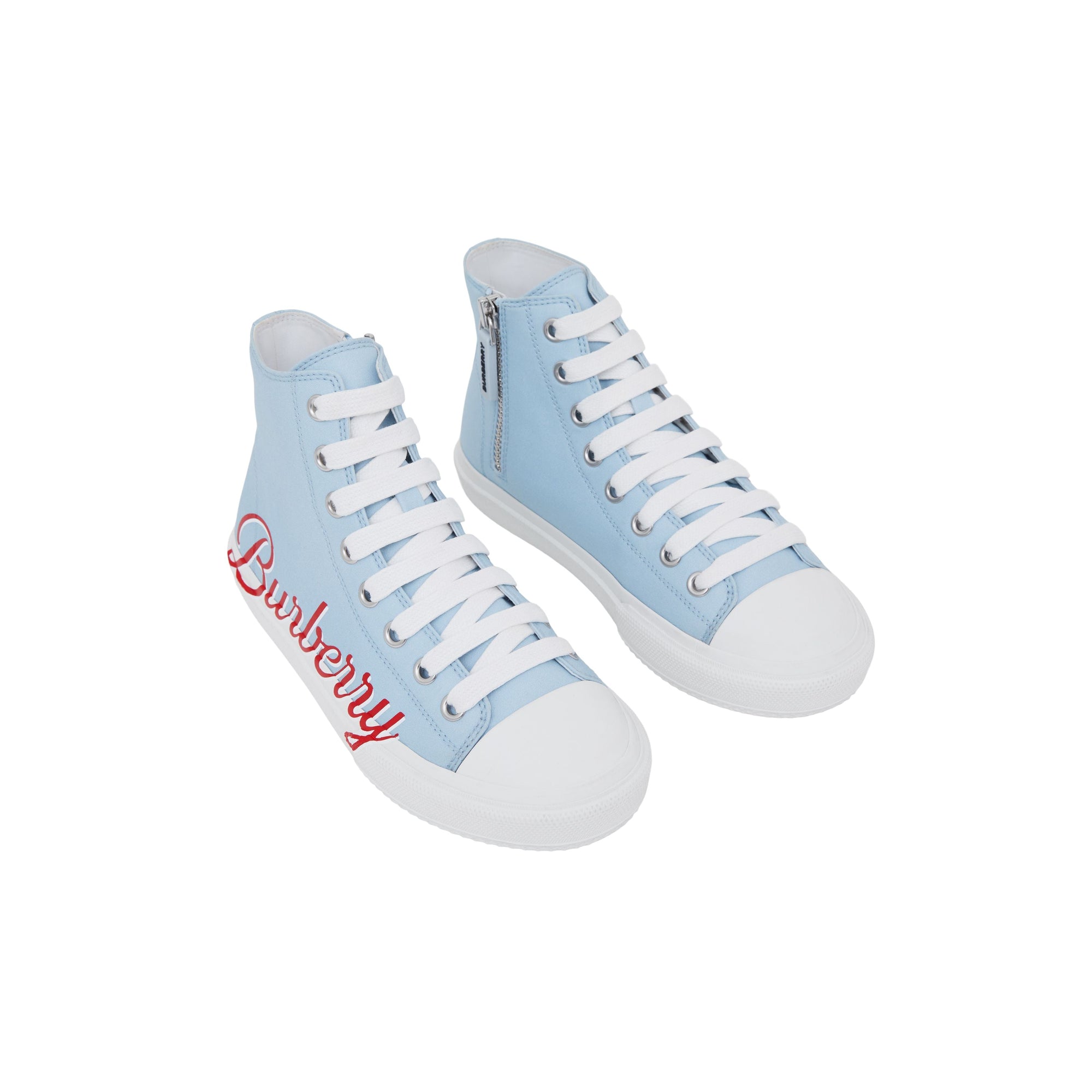 Sneakers montantes en gabardine à logo - Pale Blue