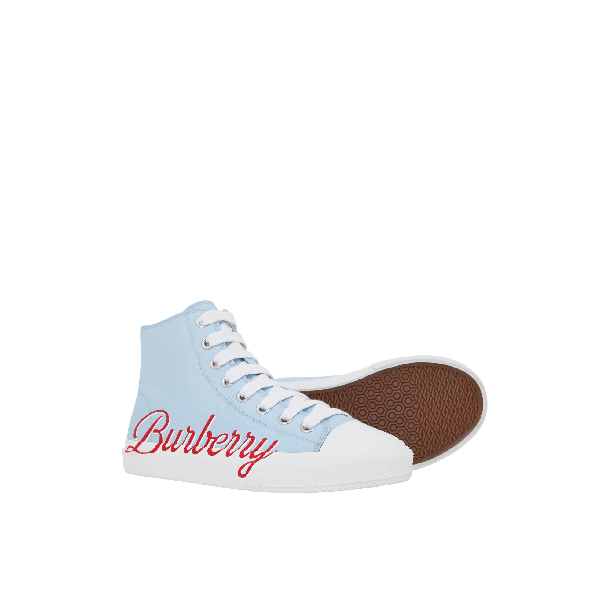 Sneakers montantes en gabardine à logo - Pale Blue