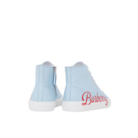 Sneakers montantes en gabardine à logo - Pale Blue