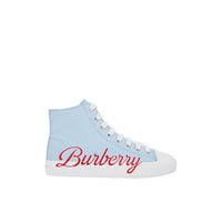 Sneakers montantes en gabardine à logo - Pale Blue