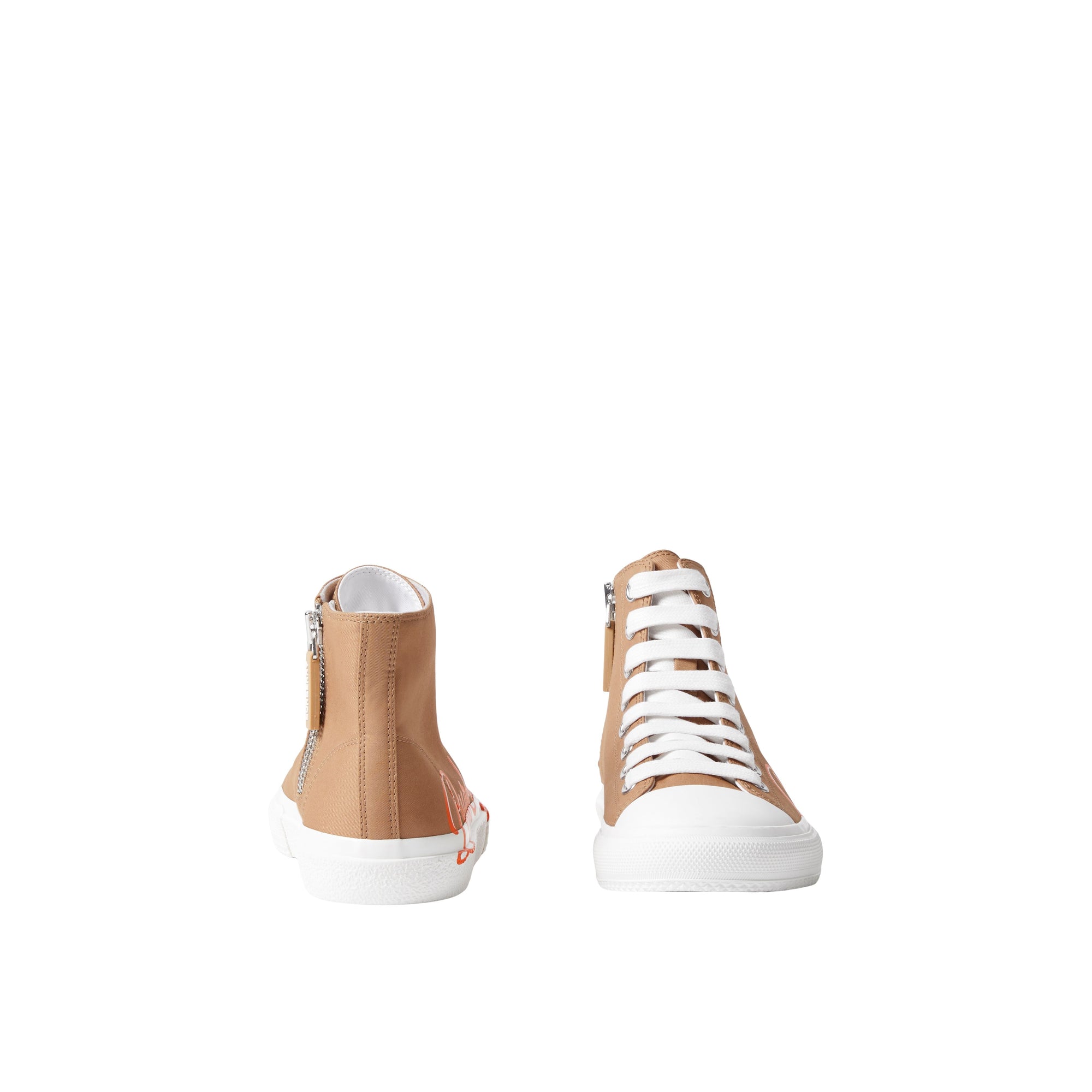Sneakers montantes en gabardine à logo - Archive Beige