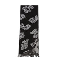 Écharpe en jacquard de laine et coton Thomas Bear - Black & White