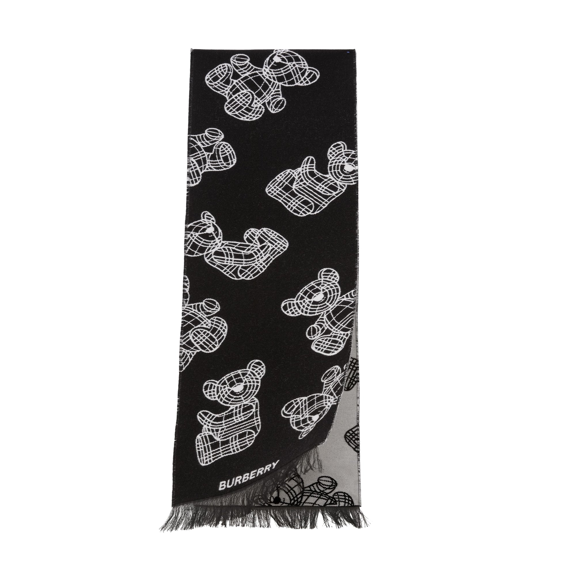 Écharpe en jacquard de laine et coton Thomas Bear - Black & White