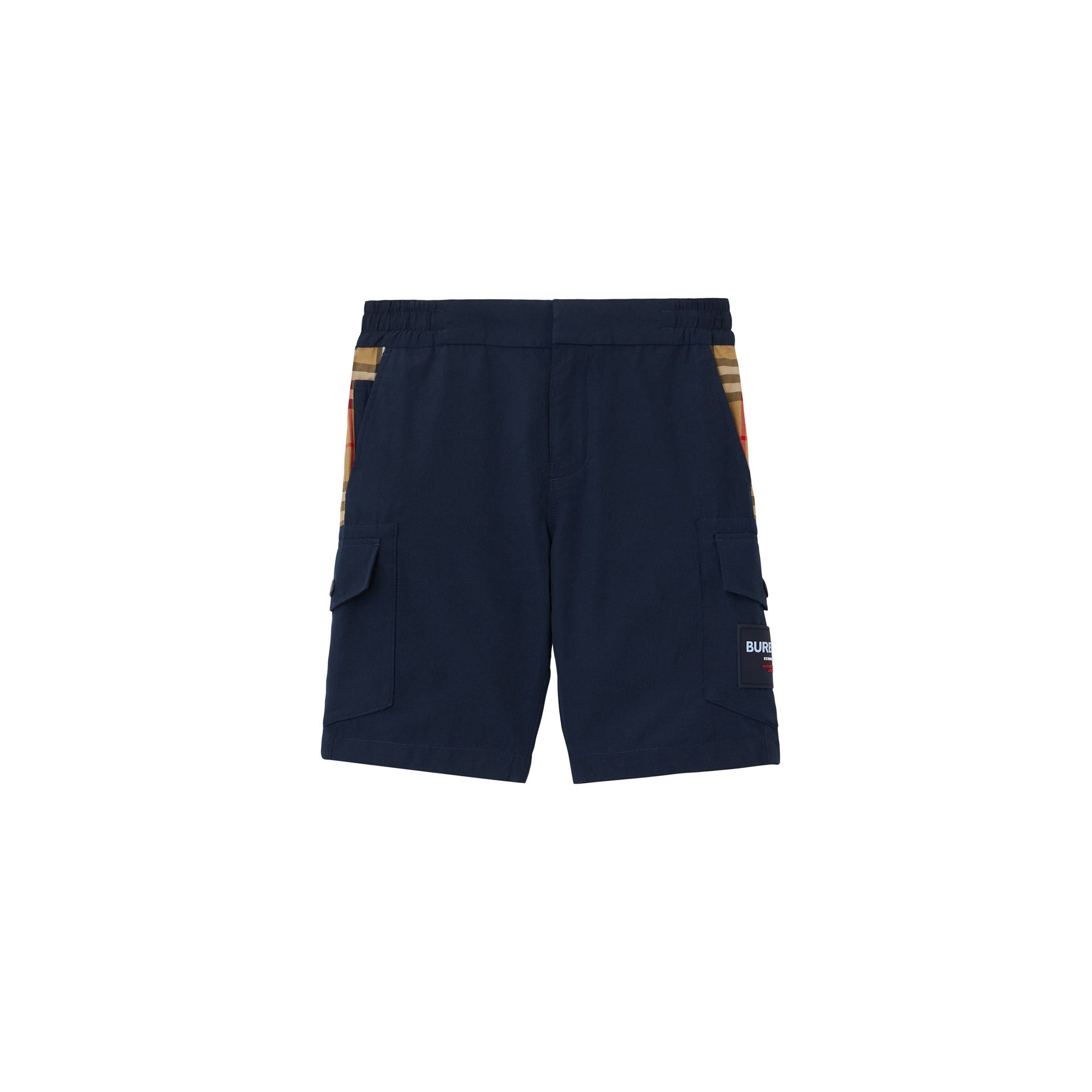 Short cargo mélangé à motif Vintage check - Deep Charcoal Blue