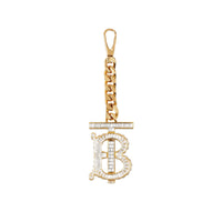 Porte-clés à monogramme en cristaux - Light Gold