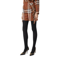 Short plissé à volants et carreaux en soie - Dark Birch Brown Check