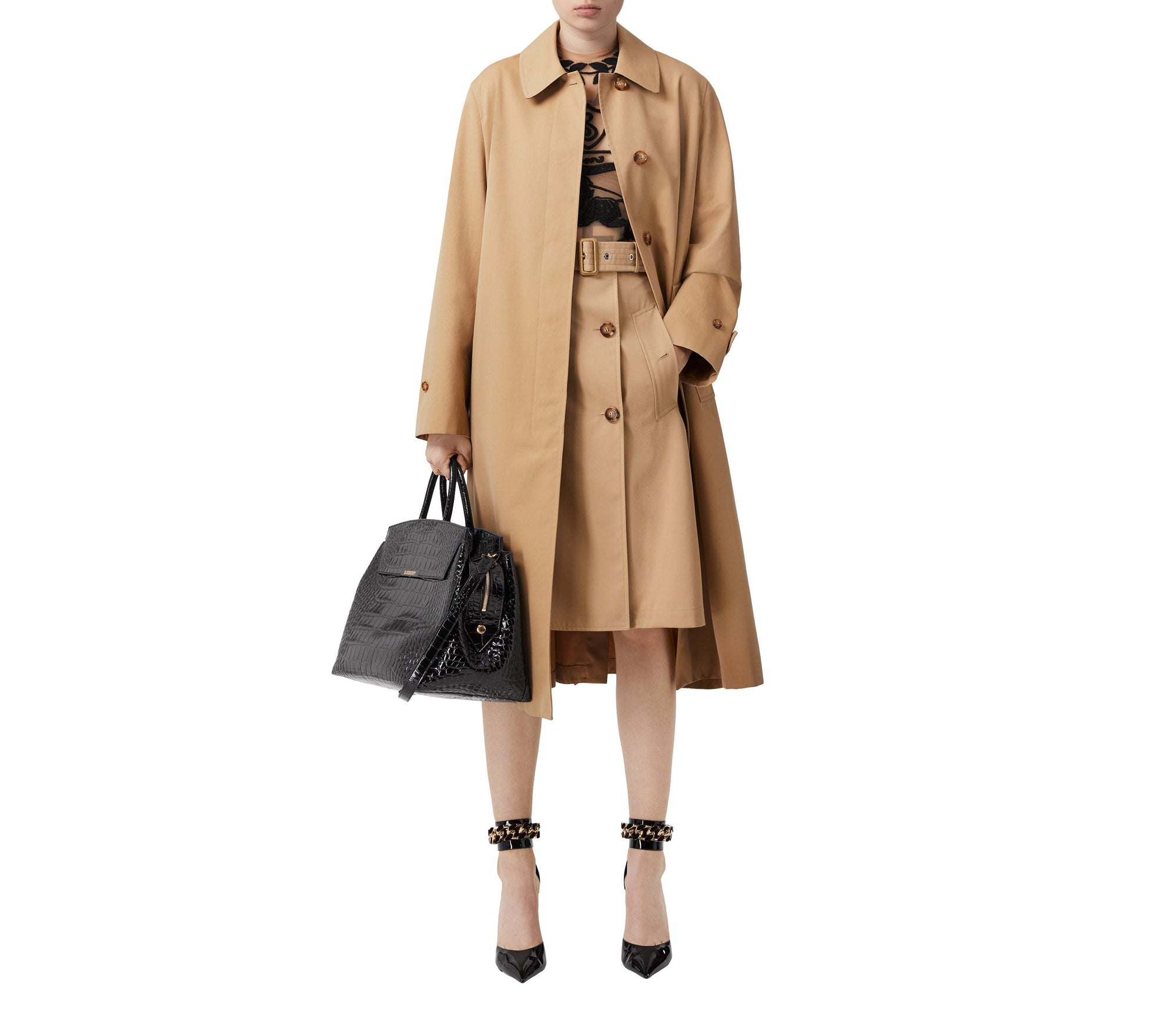 Jupe trench en gabardine de coton - Honey