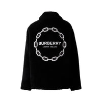 Veste polaire à motif chaîne brodée en laine - Black
