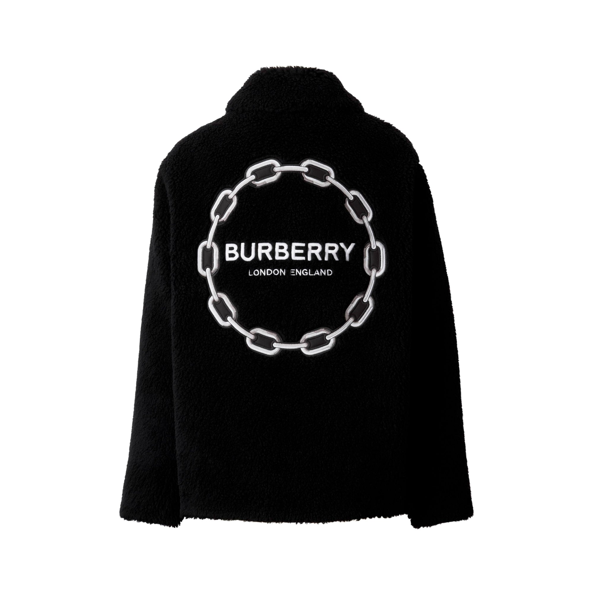 Veste polaire à motif chaîne brodée en laine - Black