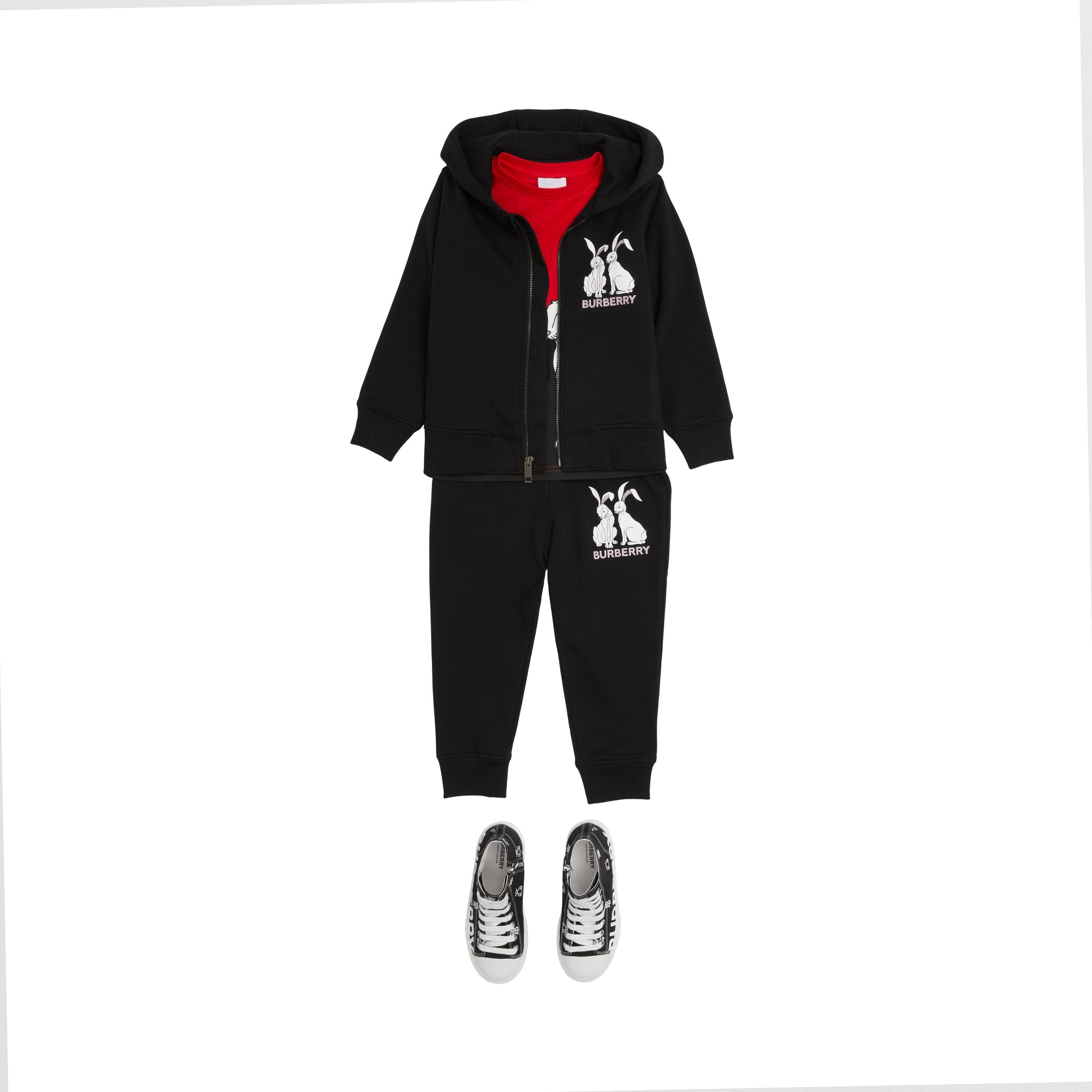 Pantalon de survêtement en coton imprimé lapin - Black