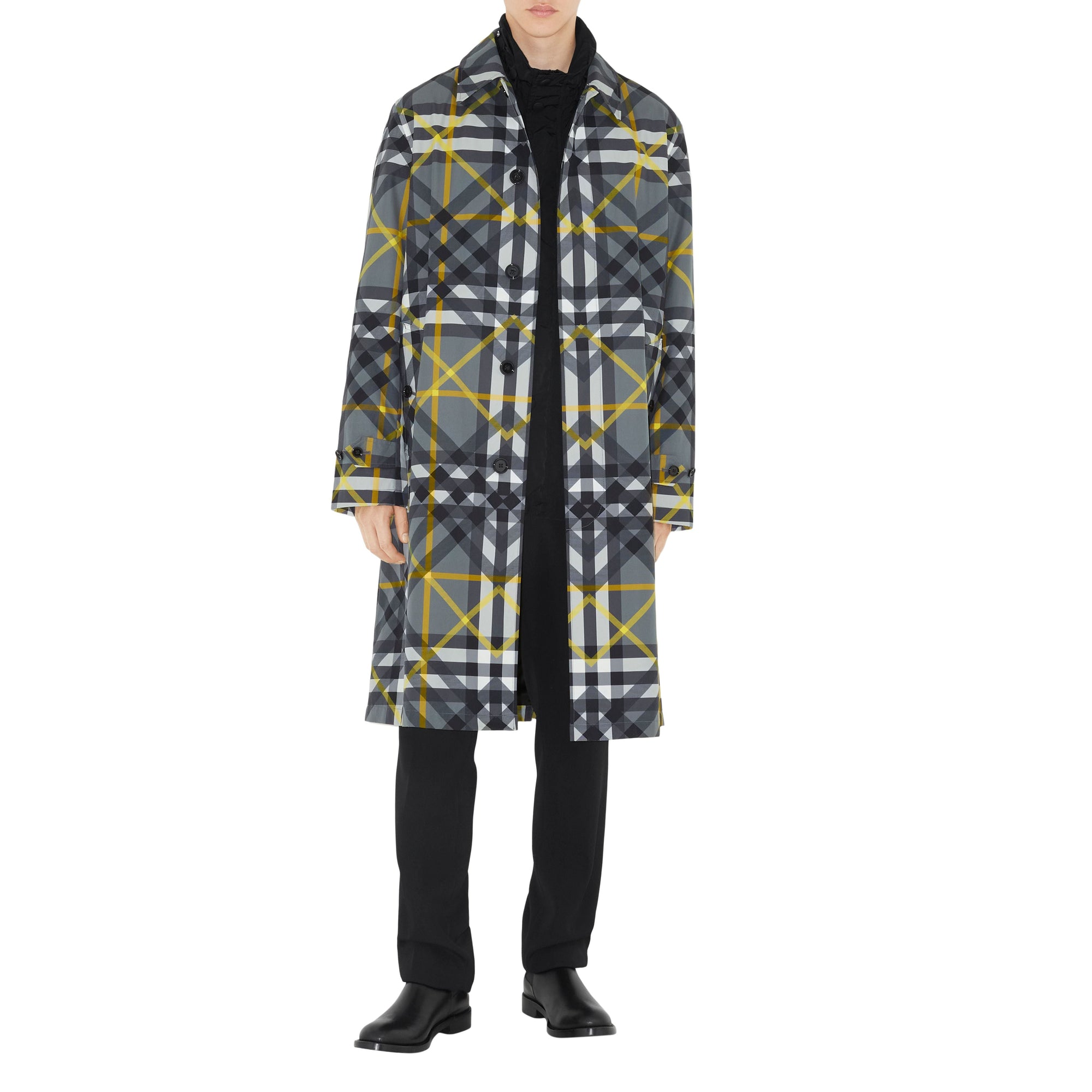 Paletot à motif check superposé - Storm Grey