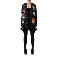 Cardigan en laine et cachemire à motif animal - Black